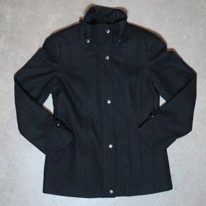 Calvin Klein. Women's 6. Pea-coat. Black w/ Purple Inside.
